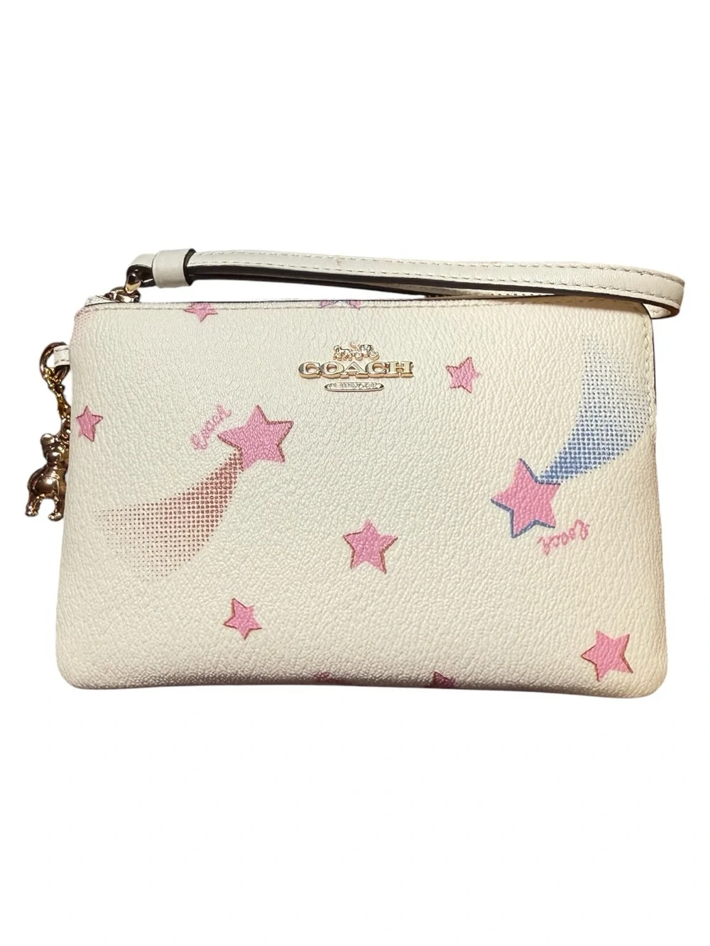Coach Disco Star Print wristlet w/Coach near charm and dusty